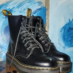 Size 7 Black Doc Martens Boots W/ Platform Like New Patent Leather Dr. Martens